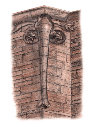 Motif on tower of Glasgow Herald Building, designed by Charles Rennie Mackintosh