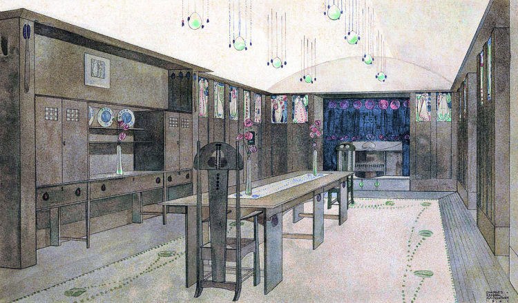 Mackintosh's sketch of the Dining Room of House for an Art Lover