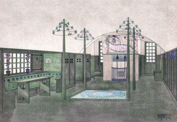 Mackintosh's sketch of the Children's Play Room at Hpuse for an Art Lover