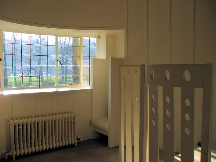 Internal view of bow window at Oval Room of House for an Art Lover