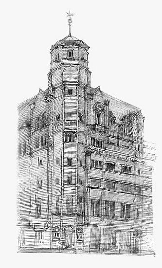 Drawing of Glasgow Herald Building by Charles Rennie Mackintosh 