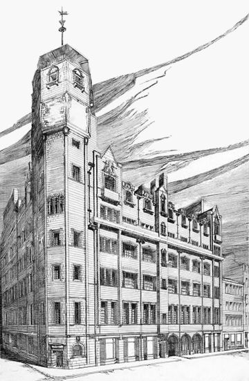 Drawing of Glasgow Herald Building by Charles Rennie Mackintosh 