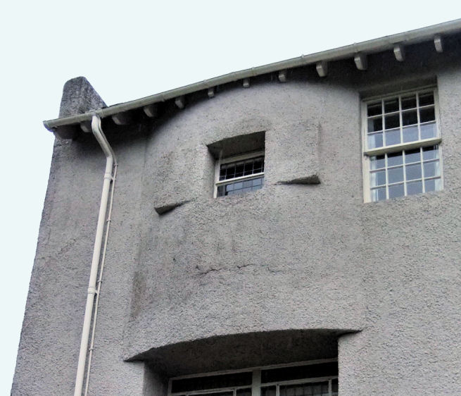 External view of window in bedroom at Hill House, Helensburgh