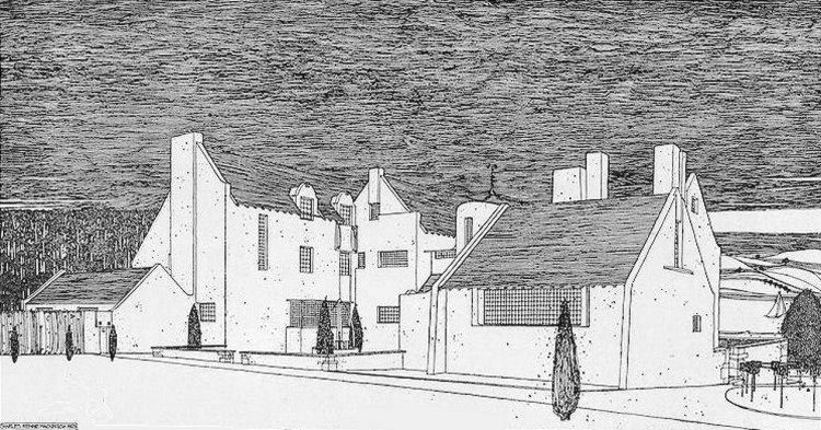 Mackintosh's perspective drawing of Hill House, Helensburgh, from the north-west