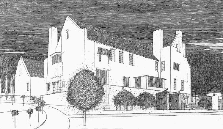 Mackintosh's presentation drawing of Hill House, Helensburgh