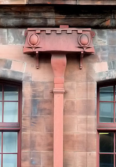 Art Nouveau motifs decorating downpipe at Lighthouse, Glasgow