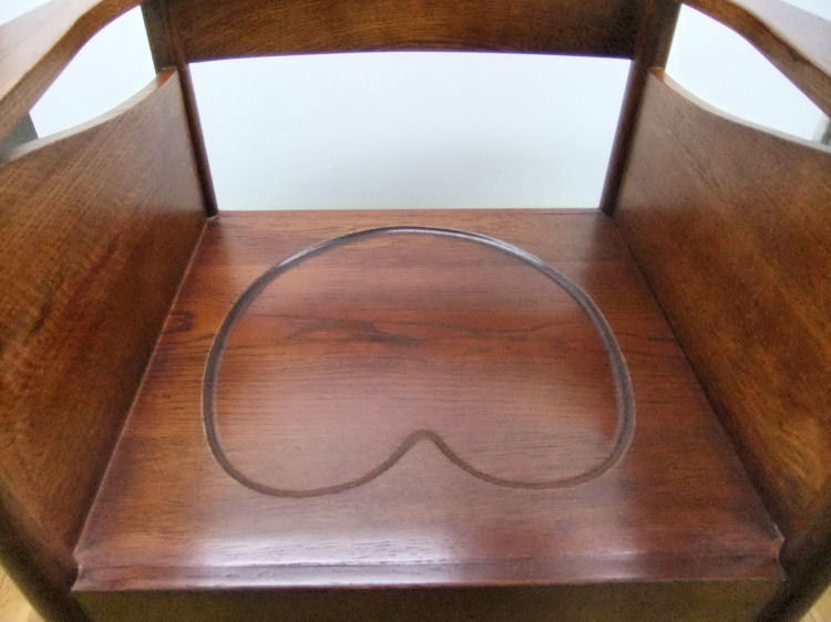 Chair with heart  shaped motif on the seat at Lighthouse, Glasgow