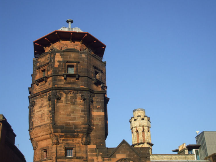 Tower and chimney of Lighthouse viewed from the west