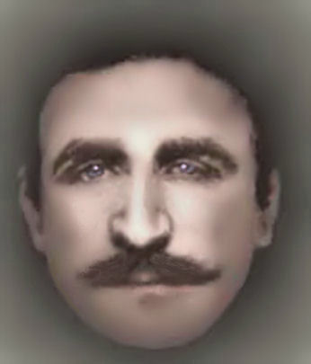 Charles Rennie Mackintosh portrait created with graphite and coloured pencils by Gerald Blaikie. Exclusive copyright&copy; G.Blaikie 2011