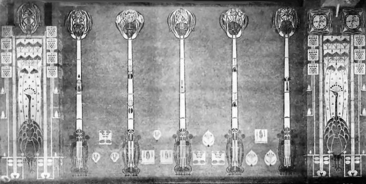 'Peacock' wall decoration for Miss Cranston's Tearooms