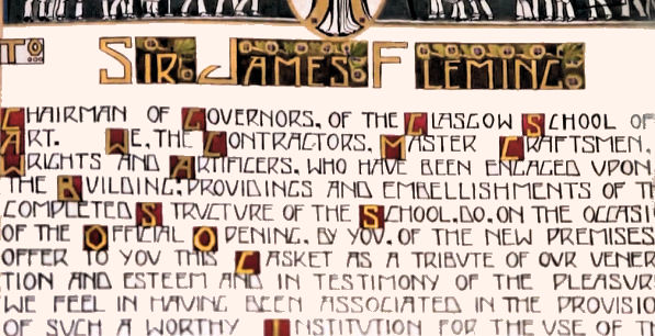 Scroll presented to Sir James Fleming