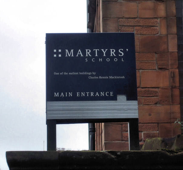 Sign at main entrance to Martyrs School