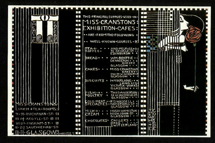 List of suppliers for Miss Cranston's Tea Rooms by Margaret Macdonald