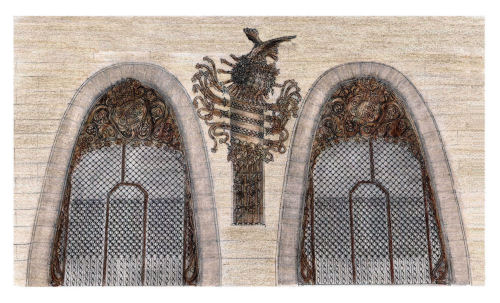 Drawing of the entrance to Palau G�ell, Barcelona, by Antoni Gaudi, completed 1889