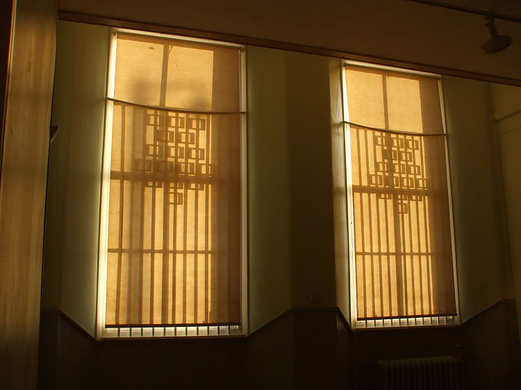 Shadows on the curtains at Scotland Street School
