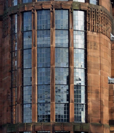 Glazing at western stair-tower at Scotland Street School