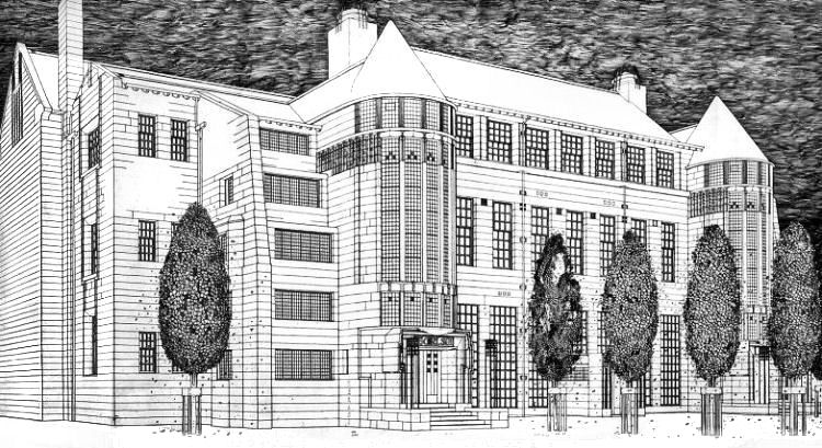 Perspective view of Scotland Street School by Charles Rennie Mackintosh