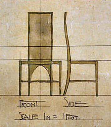 Mackintosh's design drawings for chairs at the Salon de Luxe, Willow Tea Rooms