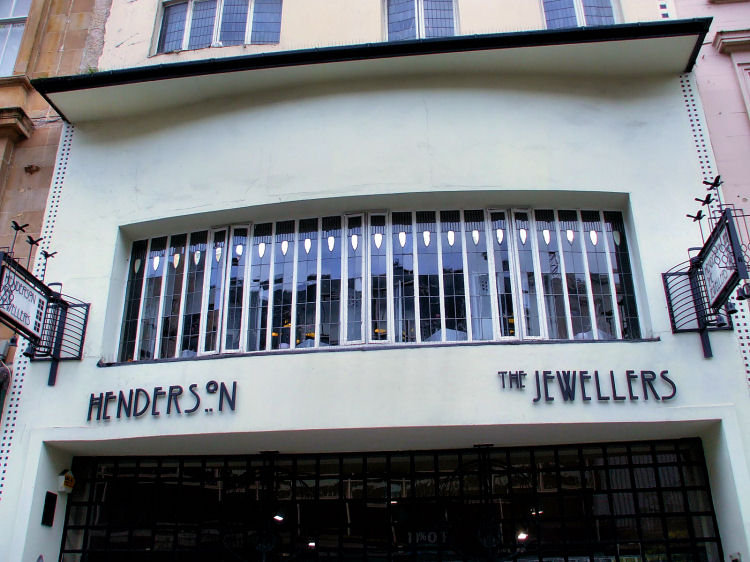 Leaded windows at fa�ade of Willow Tea Rooms, April 2008