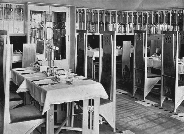 View from 1905 showing original chairs at Willow Tea Rooms, now replicated 