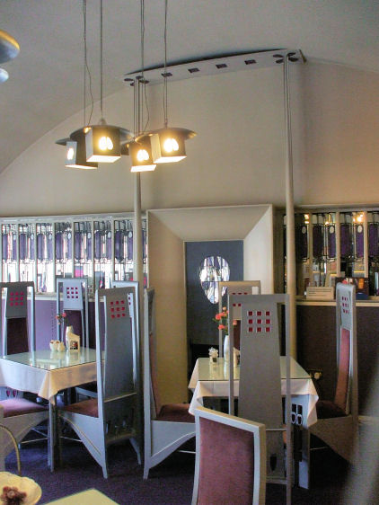 Mackintosh style light fittings at Willow Tea Rooms, April 2008