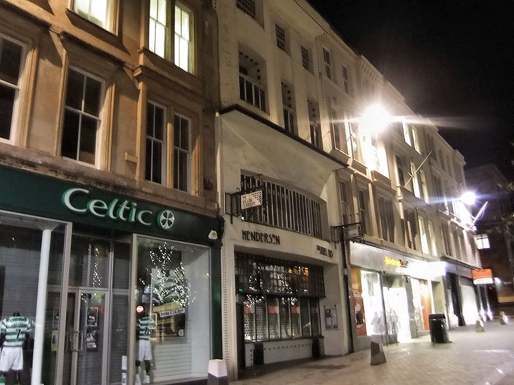 Night view of block in Sauchiehall Street at Willow Tea Rooms, January 2010