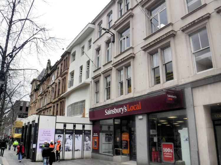 Reappearance of upper levels of Willow Tea Rooms after removal of scaffolding, April 2018