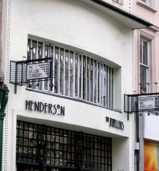 Mackintosh style signs outside Willow Tea Rooms, April 2008