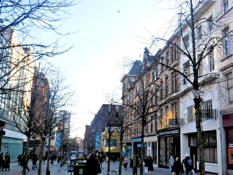 Same stretch of Sauchiehall Street at Willow Tea Rooms, December 2018