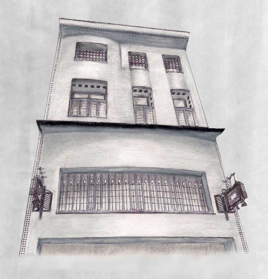 Drawing of upper levels of Willow Tea Rooms by Gerald Blaikie