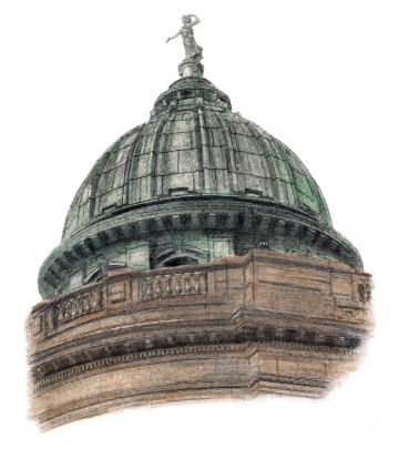 Drawing of dome of Mitchell Library, Glasgow 