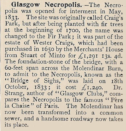 Article regarding Glasgow Necropolis published in 1899