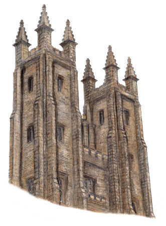 Drawing of Towers of New College, Edinburgh 