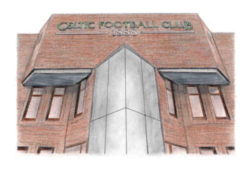 Drawing of new  main stand at Celtic Park, Glasgow, built in 1988 