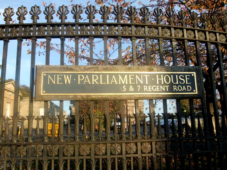 Notice outside former Royal High School, Calton Hill, Edinburgh