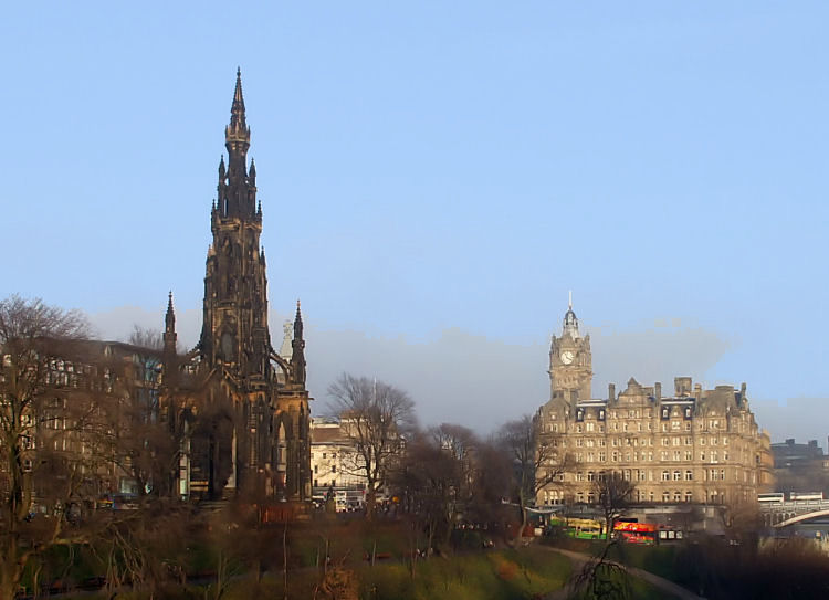 Scott Monument and Balmoral Hotel, Princes Street, Edinburgh