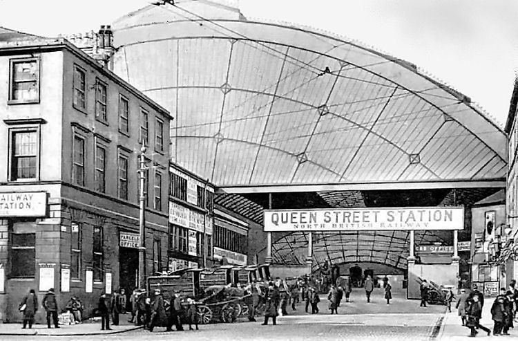Cast iron and glass framed railway shed at Queen Street Station, Glasgow 
