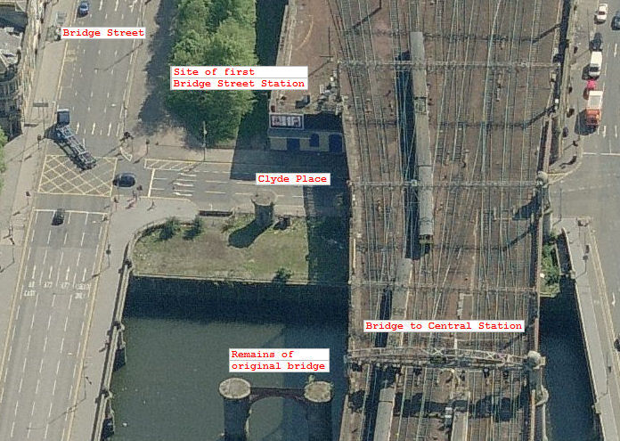 Aerial view of track crossing the Clyde to Central Station