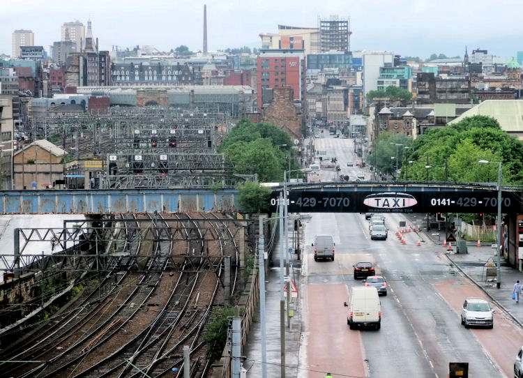 View from M74 motorway looking from Eglinton Street towards city centre