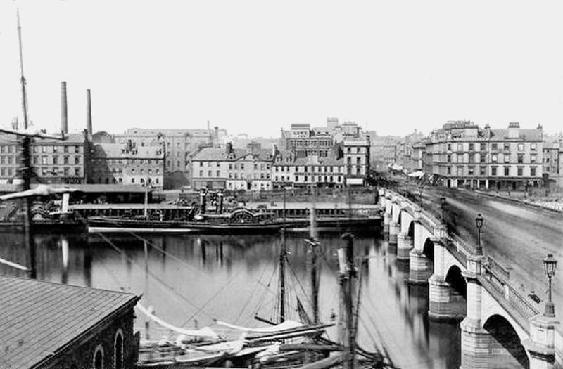 View from Bridge Street Station of the warehouses of Grahamston, soon to be demolished to make way for Central Station
