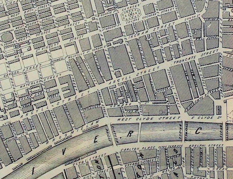 Map of Glasgow city centre from 1850