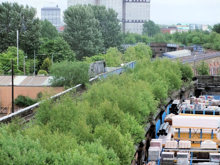 Line approaching missing bridge over Eglinton Street at Cumberland Street Station, Glasgow
