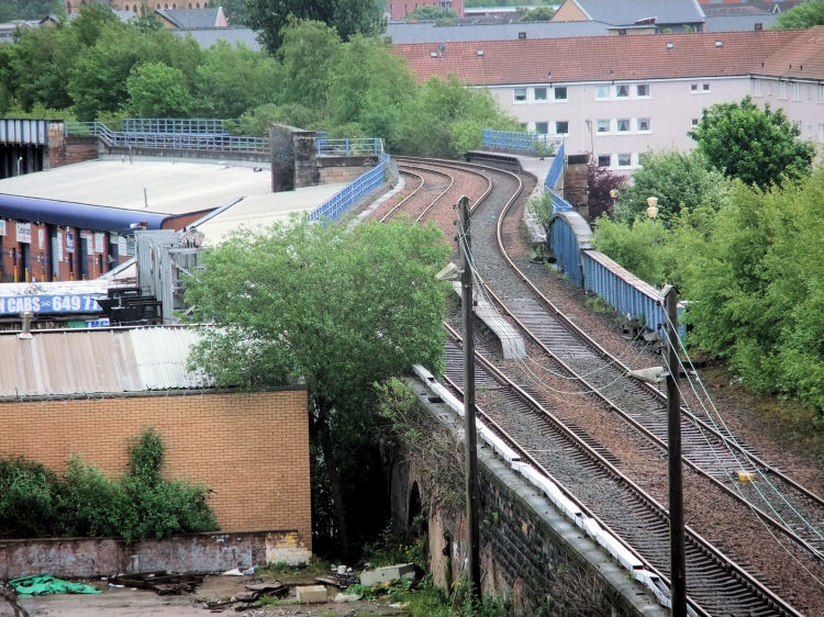 View of rail track passing over bridges at Eglinton Street, Glasgow