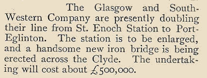 Extract regarding expansion of line into St Enoch Station