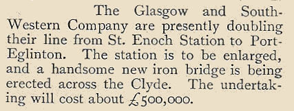 Extract regarding expansion of line into St Enoch Station