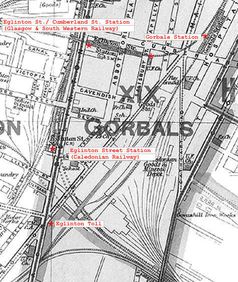 Map showing Eglinton Street Station and Cumberland Street Station