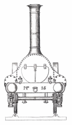 Elevation drawing of Caledonian Railways Engine 15 in 1849