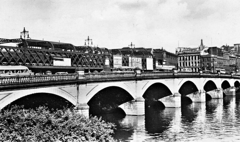 View of Glasgow Bridge from Carlton Place with original railway bridge in background