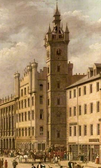 Mail coach at tolbooth steeple, Glasgow