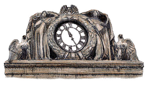Drawing of the original clock at Penn Station, New York City, created by Adolph Weinman